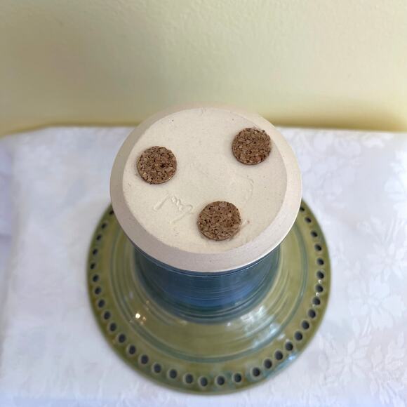 Studio Art Pottery Wide Pierced Rim Vase Earring Holder Signed - Picture 9 of 12